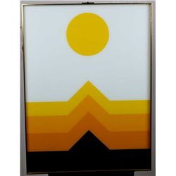 Sun Set Over a Lone Mountain Artwork