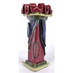Abstract Art Pottery Triangular Vase by E. P. '91