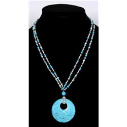 Turquoise & Pearl Silver Necklace