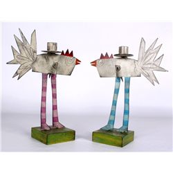 Folk Art Candle Sticks by Sue Parke & Don Gidley
