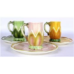 Majolica Fruit Cup and Saucer Set
