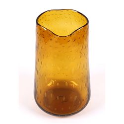 Hand Blown Amber Art Glass Pitcher
