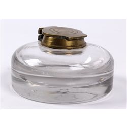 Antique Art Glass and Brass Ink Well