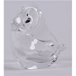 French Crystal Art Glass Owl by Vannes