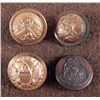 Image 1 : 4 Antique Small Gilt Civil War Buttons w/Eagle, Ribbon