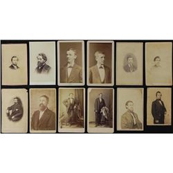 12 Antique CDV Photographs Men, Boys, Signed, 1870s-