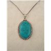 Image 2 : Turquoise Sterling Oval Pendant Necklace
