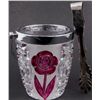 Image 1 : Small Crystal Ice Bucket w/Color Etched Flowers
