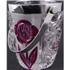 Image 2 : Small Crystal Ice Bucket w/Color Etched Flowers