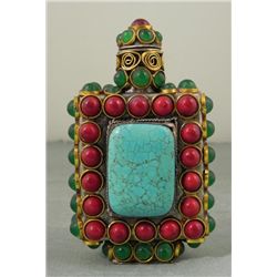 Vintage Asian Snuff/Perfume Bottle w/Turquoise