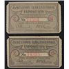 Image 1 : 2 Jamestown Exposition Worlds Fair Tickets 1909