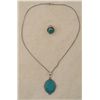 Image 1 : Turquoise 2 Pc Sterling Ring, Pendant Necklace Set