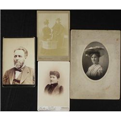 4 Antique Cabinet Card & Mantle Photos Women, Man