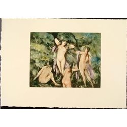 Cezanne Colored Etching Art Print - Four Bathers