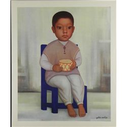 Gustavo Montoya Mexican Art Print Boy With Drum