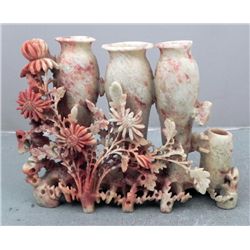 Hand Carved Stone Soapstone Flower Vase