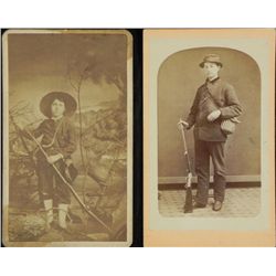 2 Antique Photos CDV Photographs Boys w/ Rifles