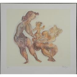 Chaim Gross Woman with Child S/N Lithograph Print