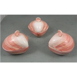 3 Ceramic Hand Painted Shell Tureens -FF Japan MIJ
