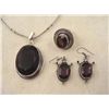 Image 2 : Amethyst 3 Pc Sterling Ring, Necklace, Earrings Set