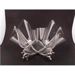 Large Acrylic Punch Bowl on Metal Base w/ Elephants