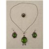 Image 1 : Peridot 3 Pc Sterling Ring, Necklace, Earrings Set