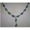 Image 1 : EMERALD and DIAMONDS 14K White Gold NECKLACE