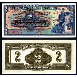 Banco Internacional De Costa Rica, 1940 Overprint Issue.