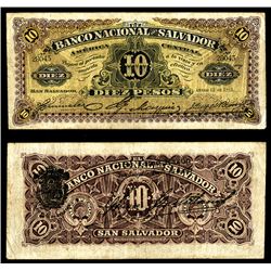 Banco Nacional Del Salvador, 1911 Issue Banknote.