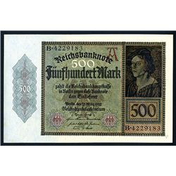 Reichsbanknote, Republic Treasury Notes, 1922 Second Issue Banknote