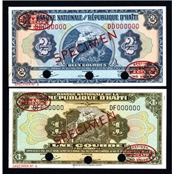 Banque Nationale De La Republique D'Haiti, Convention Du 12 Avril 1919 - Eight Issue (ca.1967) Pair.