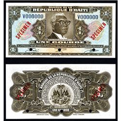 Banque De La Republique D'Haiti, 1980-82, Tyvek Banknote Specimen.