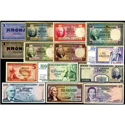 Landsbanki Islands Banknote Assortment, 1928-61 Issues.