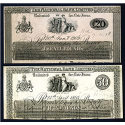 Ireland, National Bank Limited, 1884 & 1909 Banknote Proofs.