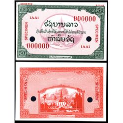 Lao, 1948 Issue Specimen Essay Banknote.