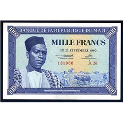 Banque De La Republique Du Mali 1960 High Grade Issued Note.