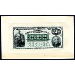 Tesoreria General del Estado Libre y Soberano de Sonora, 188x (1881) Proof Banknote