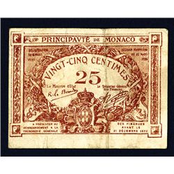 Principaute de Monaco, 1920 Emergency Issue Banknote