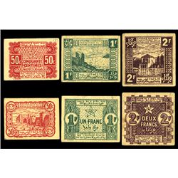 Empire Cherefien, Protectorat de la Republique Francaise, 1944 Emergency Issue , Trio of Issued Note