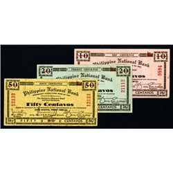Philippine National Bank - Second Emergency Circulating Note Issue 1941 Trio.
