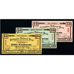 Philippine National Bank - Second Emergency Circulating Note Issue 1941 Trio.