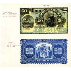 Banco Espanol De Puerto Rico, ND (ca. 1889), Series A Issue Proof Banknote Pair.