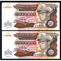 Banque Du Zaire, 1988-92 Issue Specimen Pair.