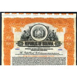 Republic of Bolivia, 1922, $500 Specimen Bond.