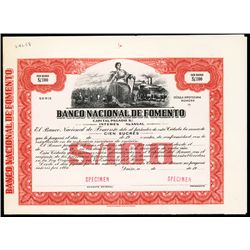 Banco Nacional De Fomento, Specimen Bond.