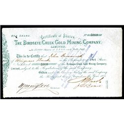 Birdseye Creek Gold Mining Co. 1871, 1 I/U Stock.