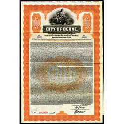 City of Berne, Switzerland 1920 Issue Specimen Bond.