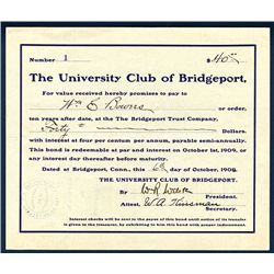 University Club of Bridgeport Issued Bond.