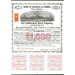 Continental Hotel Property, 1866, $1000 Issued Bond.