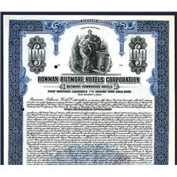 Bowman-Biltmore Hotels Corp., Specimen Bond.